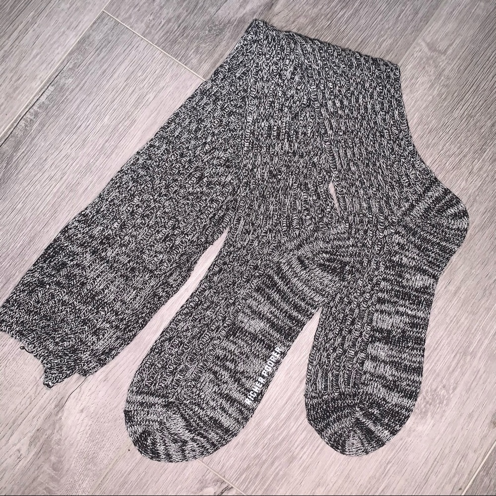 New Richer Poorer Knee High Long Socks Gray Black Heathered One Size